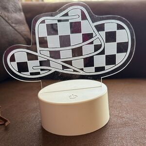 Checkered Cowboy Hat LED Light